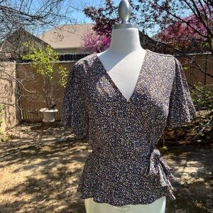 MERAKI Anthropologie 🌼 Floral Wrap Top